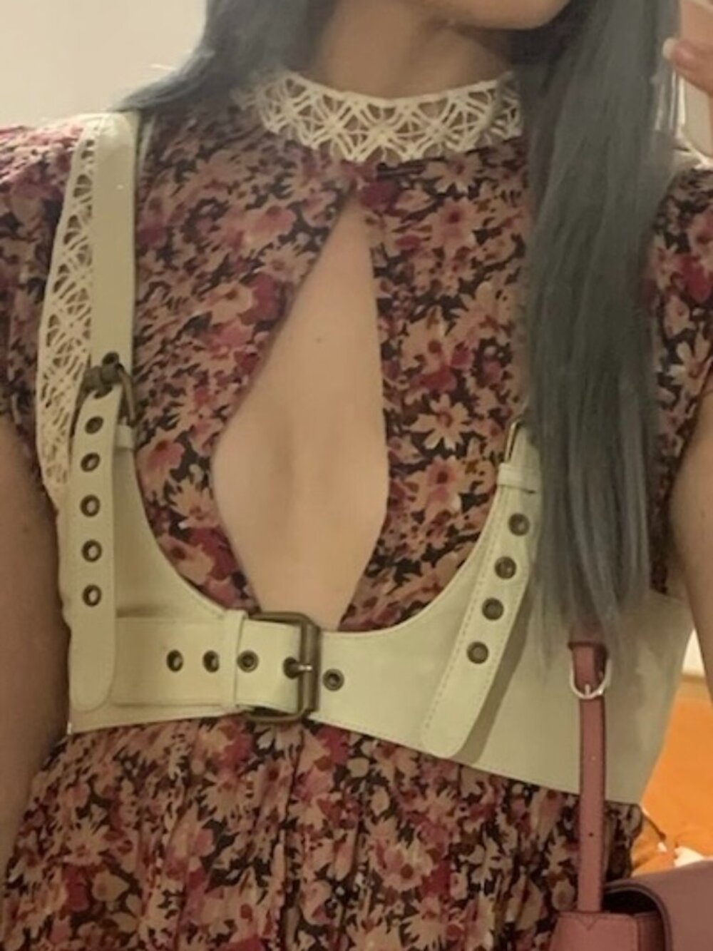 Free People Rebel Leather Harness in Ivory with Buckle